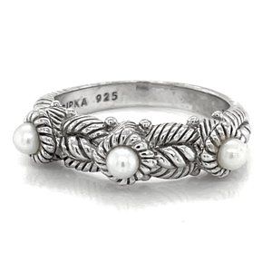 Judith Ripka Triple Pearl Ring Size 9